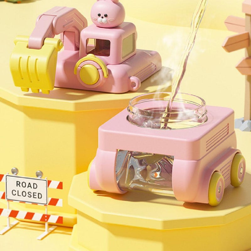 17oz Cute Animal Excavator Water Bottle with Straw and Adjustable Straps for Kids,2025 Cartoon Car Water Cup Travel Mug for Toddlers, Vacuum Leak Proof Portable Digger Bottle Gifts for Boys Girls - Image 4